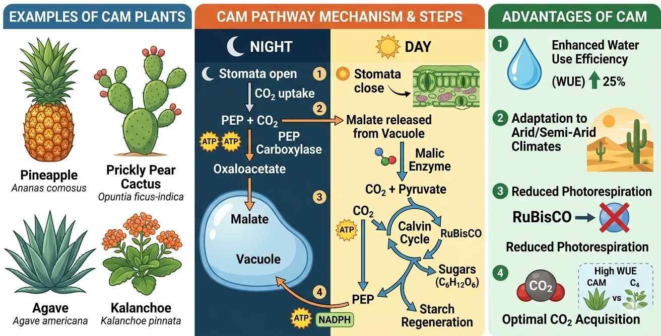 Diagram of Crassulacean Acid Metabolism (CAM) Pathway