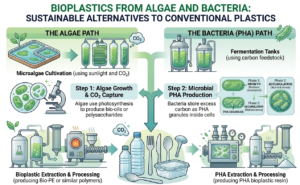 Production of Bioplastics from Algae and Bacteria